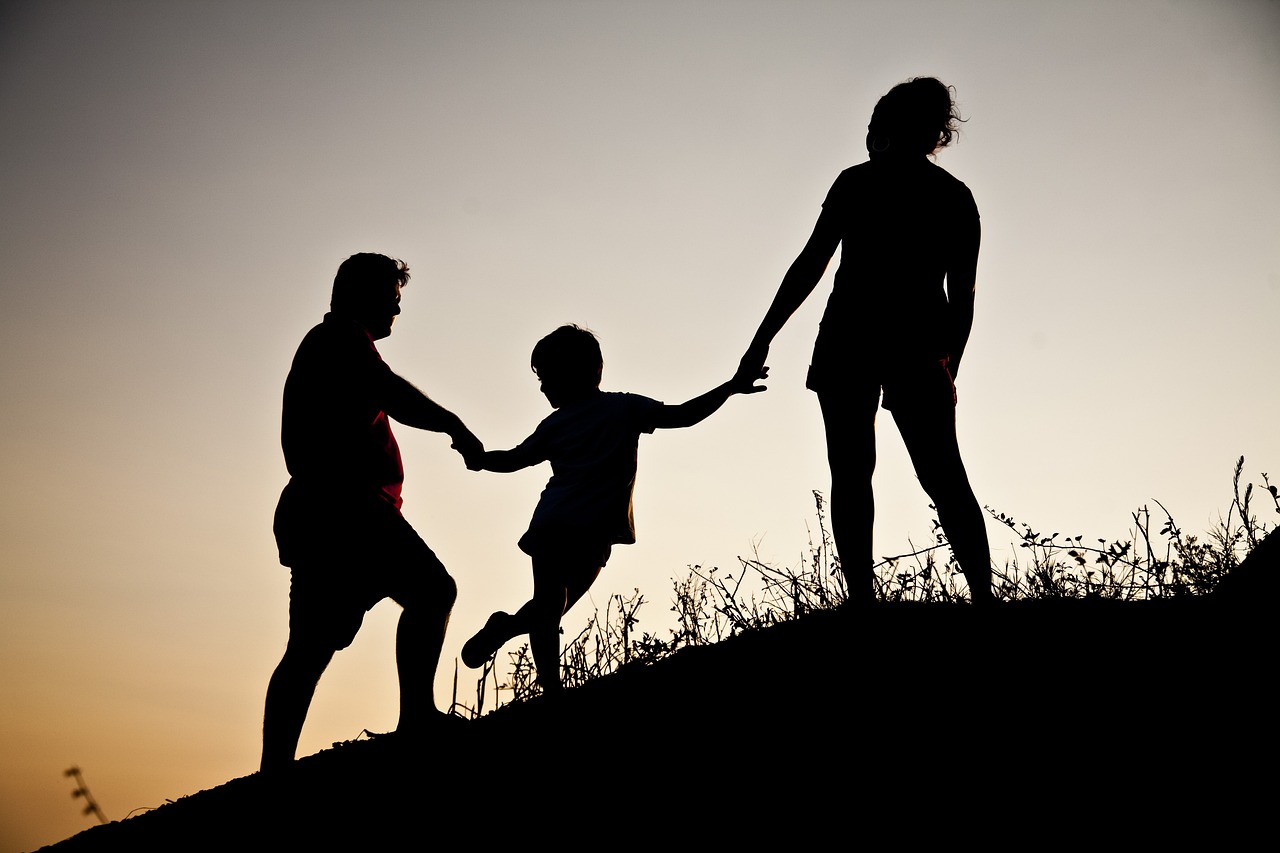 Family Silhouette at Dawn