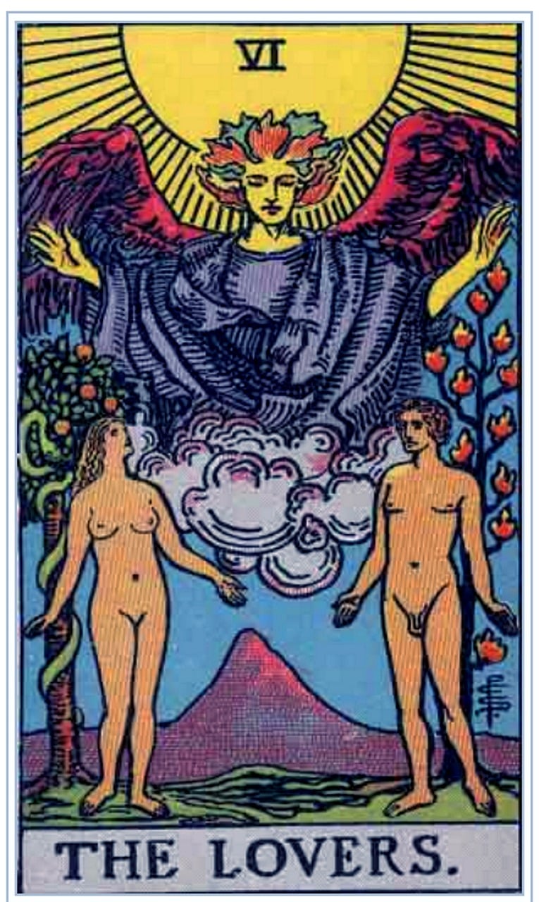 The Lovers card in Tarot