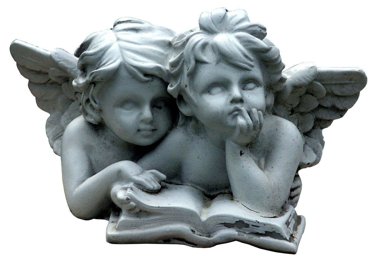 Angels reading a book