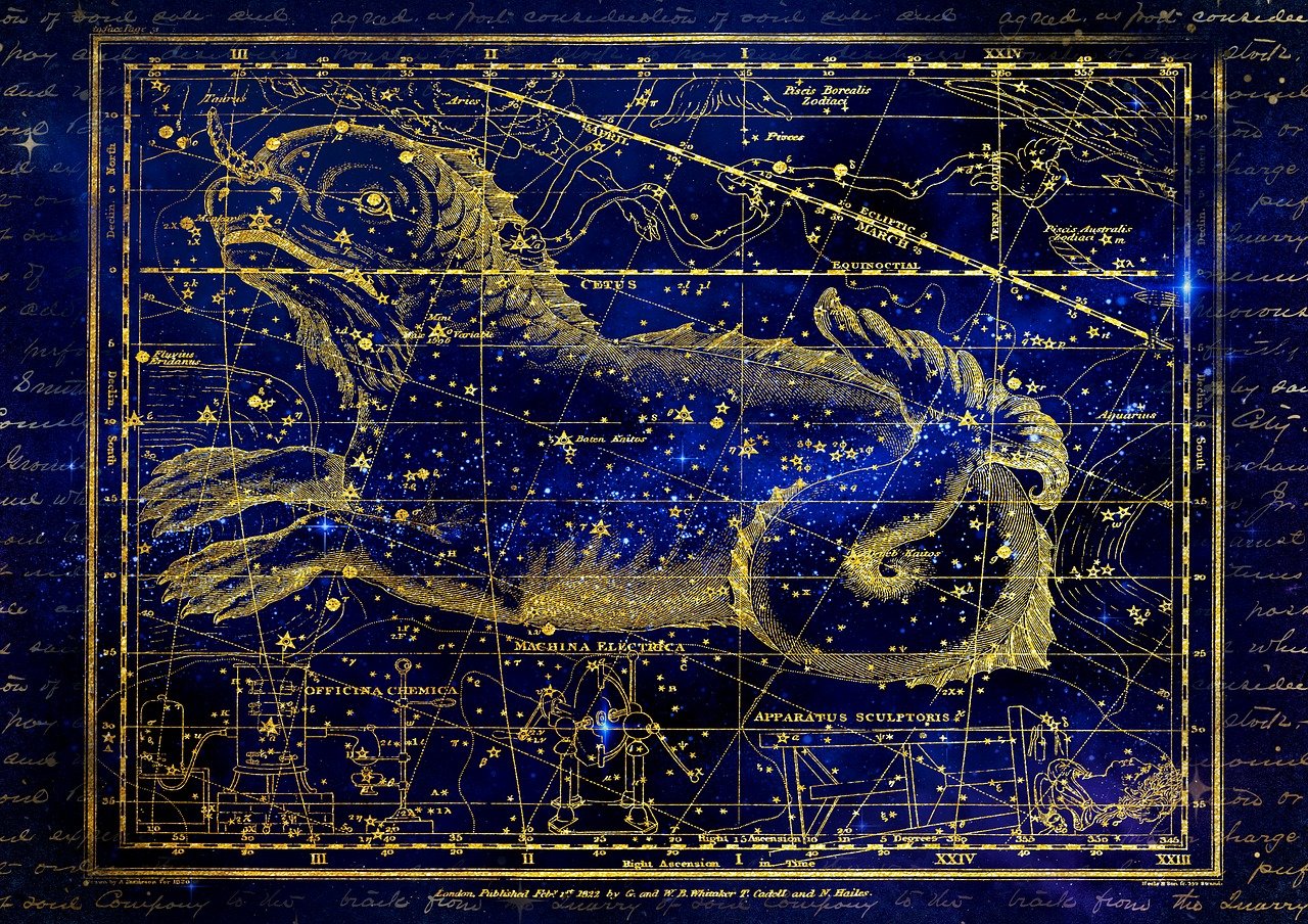 Ancient star map of Cetus