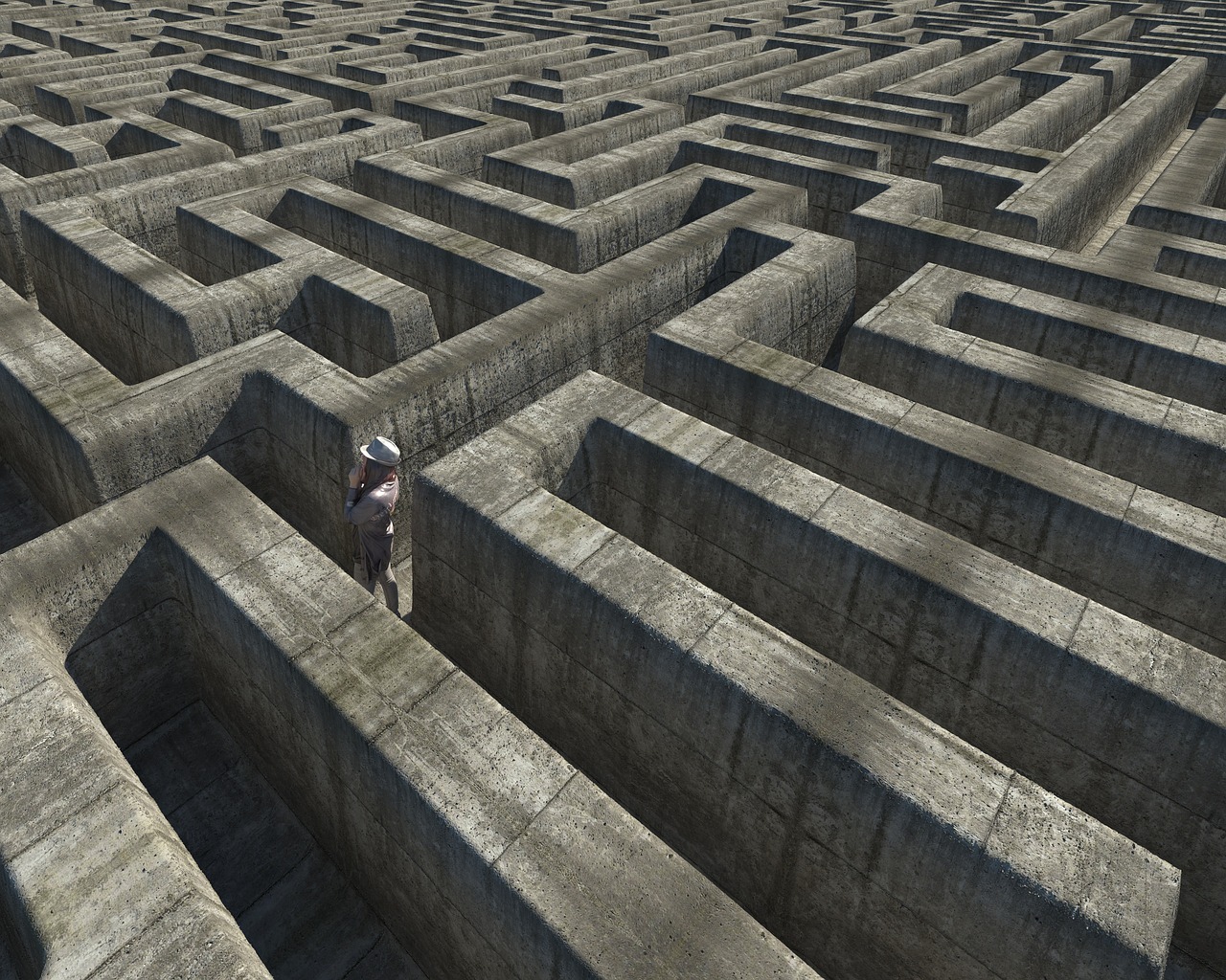 Person Walking in Labyrinth
