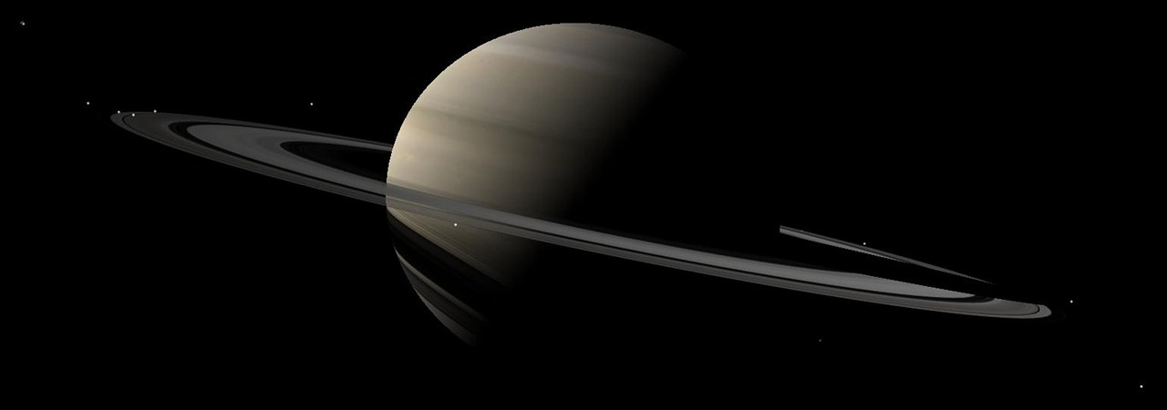 Saturn with its rings in space