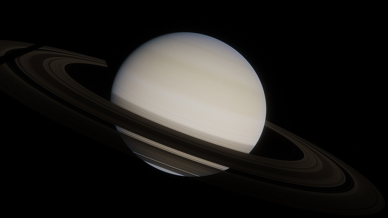 Saturn's rings seen in sharp detail against a dark background