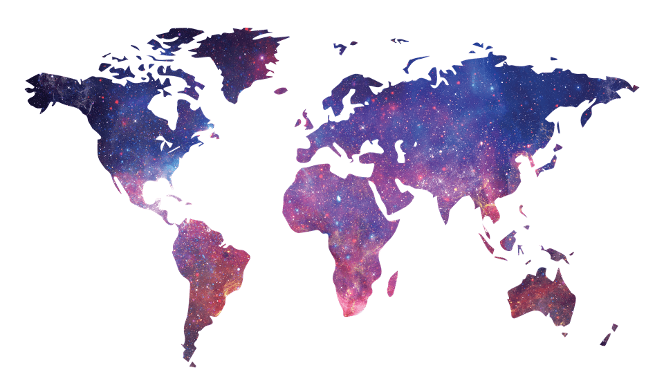 Map of the world with stars