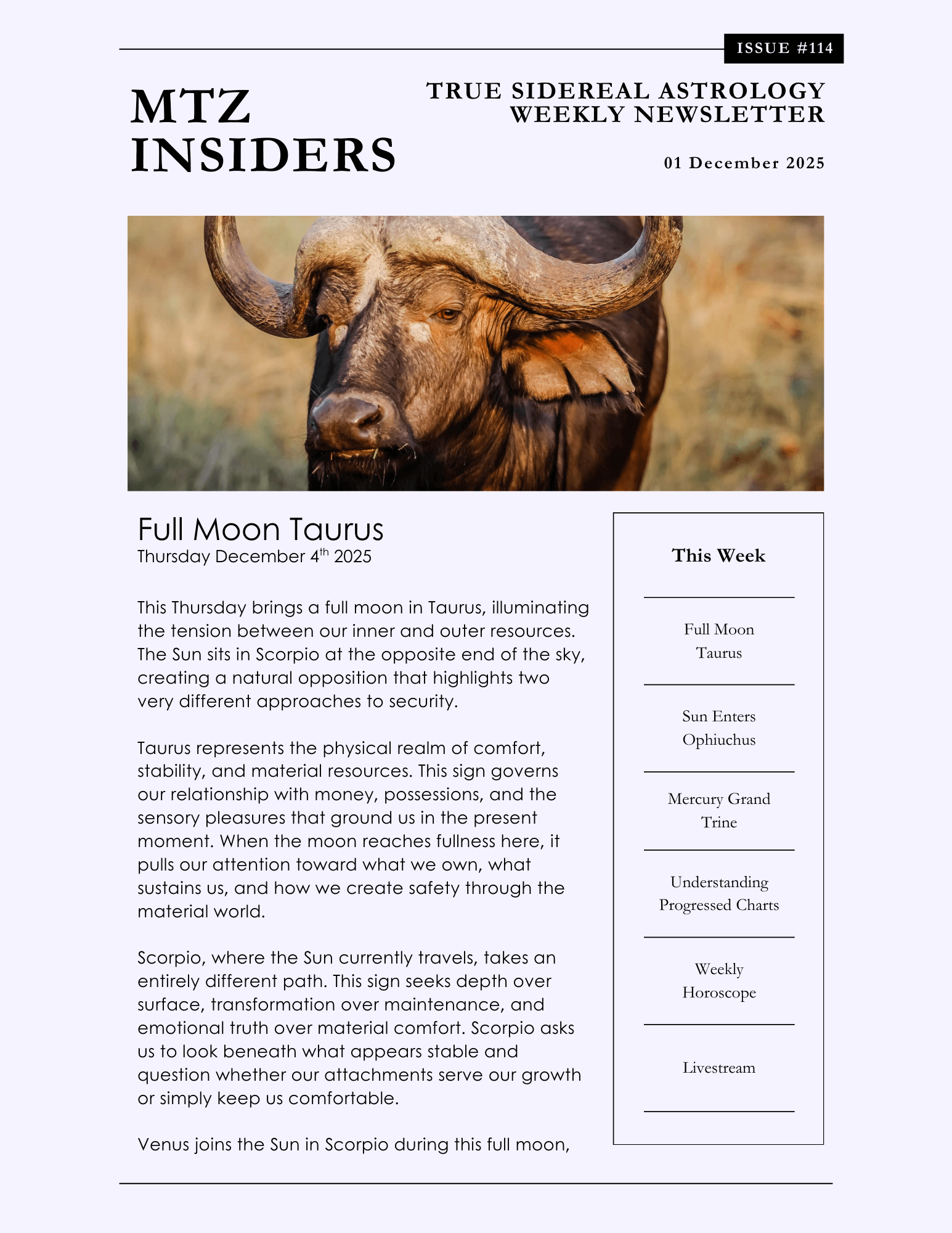 First page of weekly article